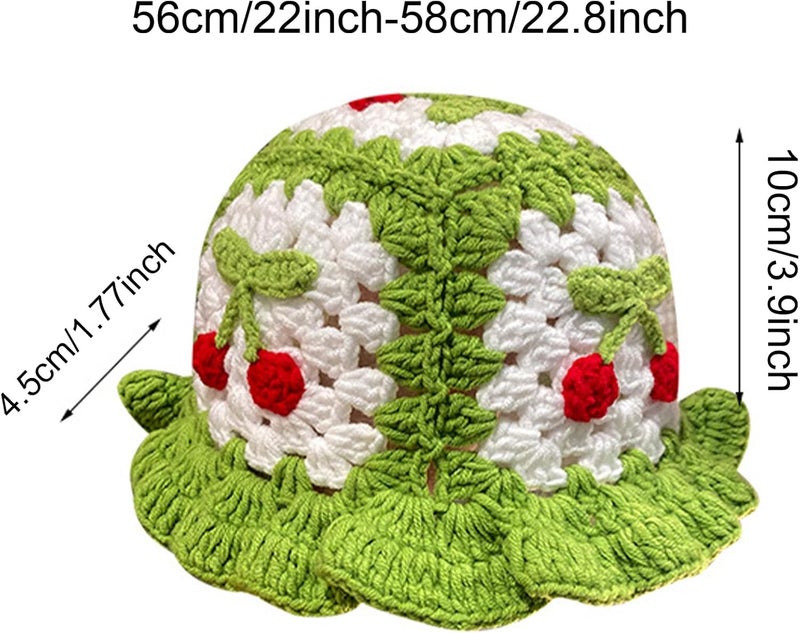Busnos Crochet Bucket Hats for Women Handmade Hat Cute Foldable Knitted Hats for Women - Image 3